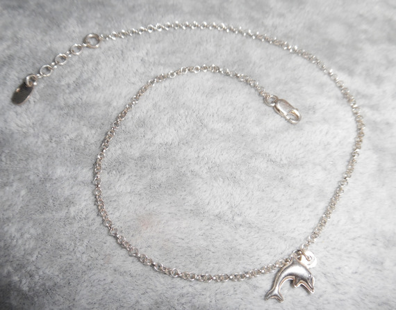 Armbånd / ankelkjede med delfin på 925 sølvkjede