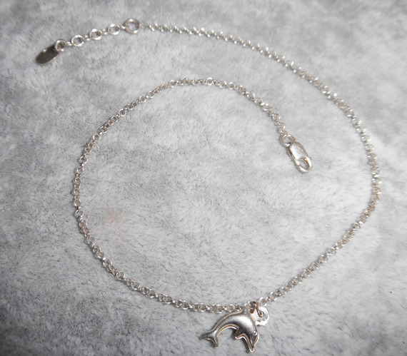 Armbånd / ankelkjede med delfin på 925 sølvkjede