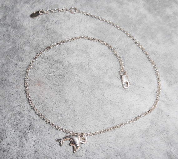 Armbånd / ankelkjede med delfin på 925 sølvkjede