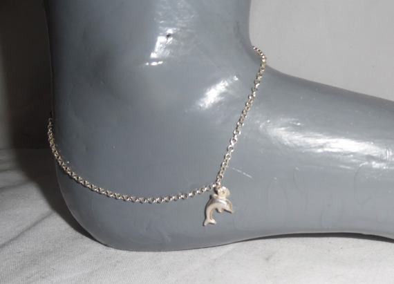 Armbånd / ankelkjede med delfin på 925 sølvkjede