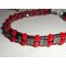 Hematittsteinarmbånd med røde krystallperler og 925 sølv