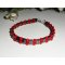 Hematittsteinarmbånd med røde krystallperler og 925 sølv