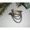 Siamesisk katt brosje med perle emalje og svart kjede