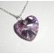 Lilla hjerte anheng i Swarovski krystall på 925 sølvkjede
