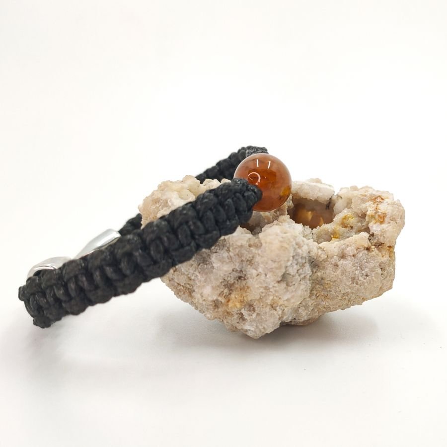Vevd tau armbånd med brun agat