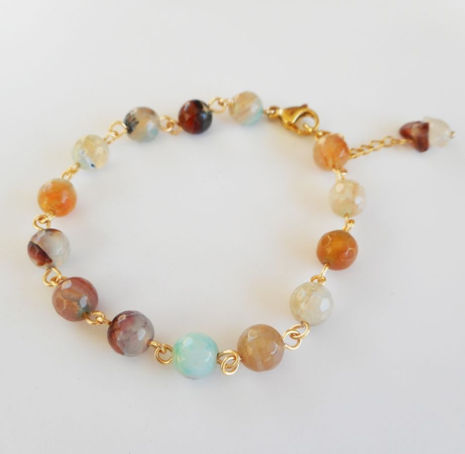 Armbånd med flerfargede fasetterte Agate steiner